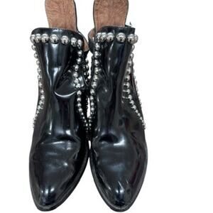 "JEFFREY CAMPBELL"Rylance-MB Women,s Black Silver Studded Leather Booties,Sz 9